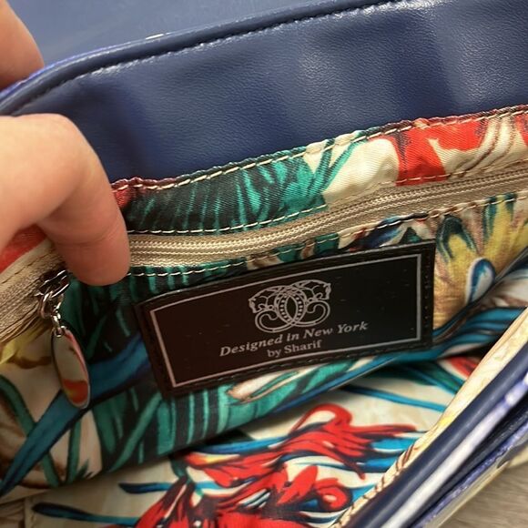 Sharif 1827 Watercolor Poppy Crossbody Bag Floral Print Like New - Picture 8 of 9